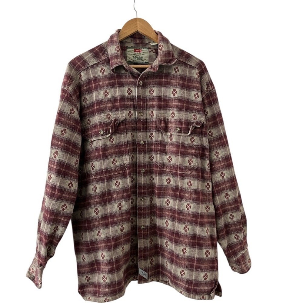 Vintage 90s Levi’s Jeanswear Plaid Flannel Shirt Men’s Size M 100% Cotton